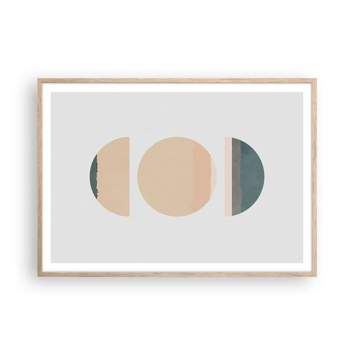 Pôster com moldura de carvalho claro - Círculo entre círculos - 100x70 cm