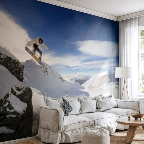 Papel de Parede Autocolante Deluxe Sticker - Liberdade sem fronteiras - Snowboard, Paisagem, Montanhas - 200x140 cm