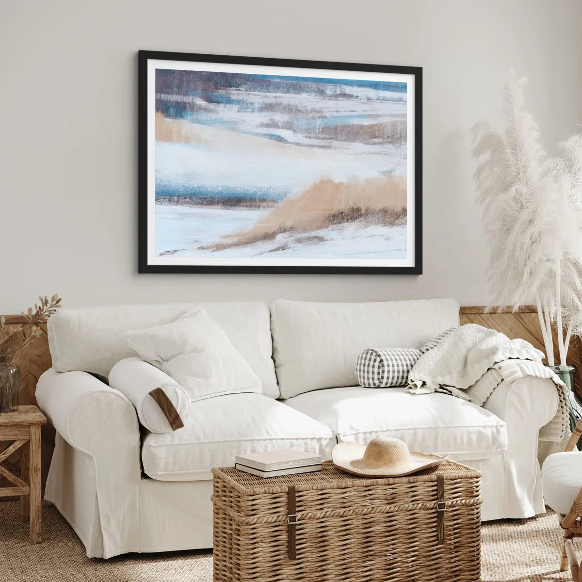 Pôster com moldura preta - Composição de inverno - 100x70 cm