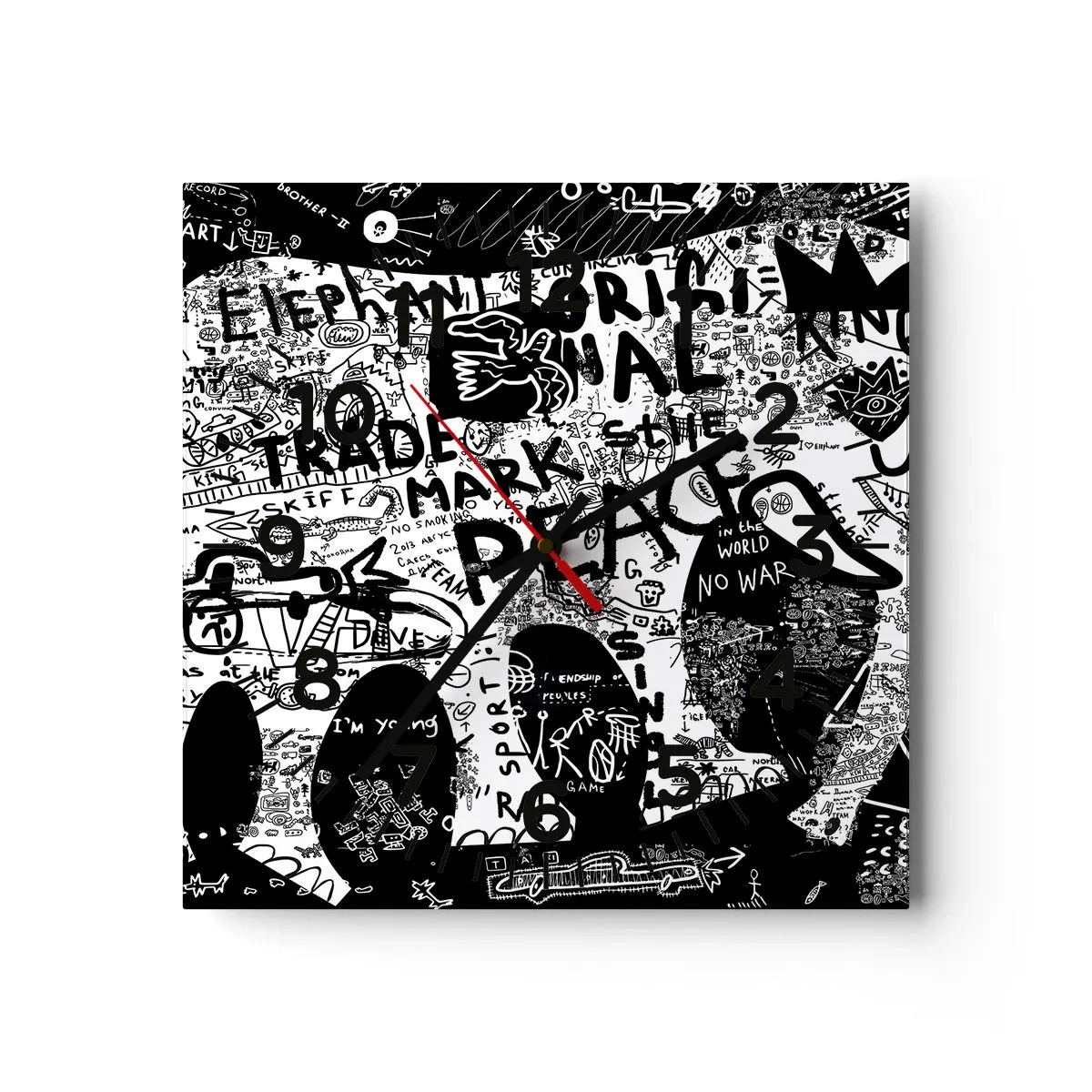 Relógio de parede - Relógio em vidro - O rico mundo das ruas - 30x30 cm