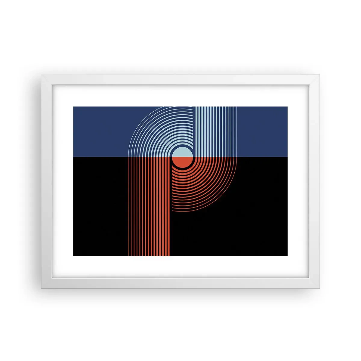 Pôster em moldura branca - Num abraço geométrico - 40x30 cm