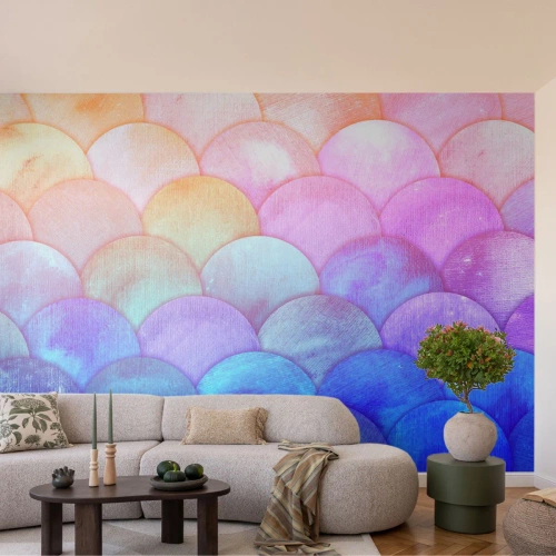 Papel de Parede Premium Sand - Escala de pérola - Pastel, Bolhas, Balanças - 250x175 cm