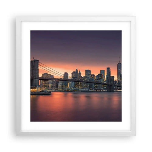 Pôster em moldura branca - Imersa no silêncio lilás - 40x40 cm