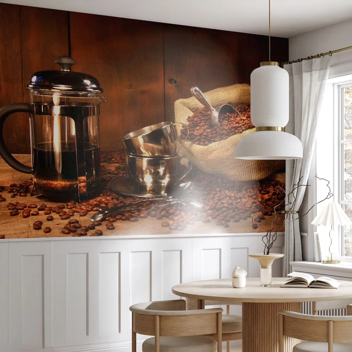 Papel de Parede Premium Sand - O charme do café - aroma e sabor - Gastronomia, Café, Pote de café - 400x280 cm