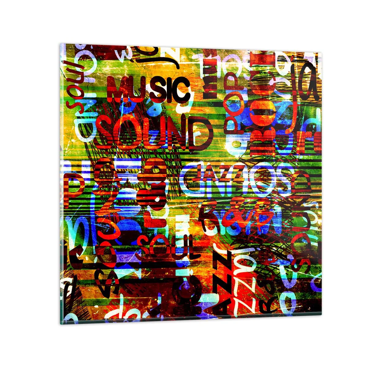Quadro em vidro - Todas as cores do som - 60x60 cm