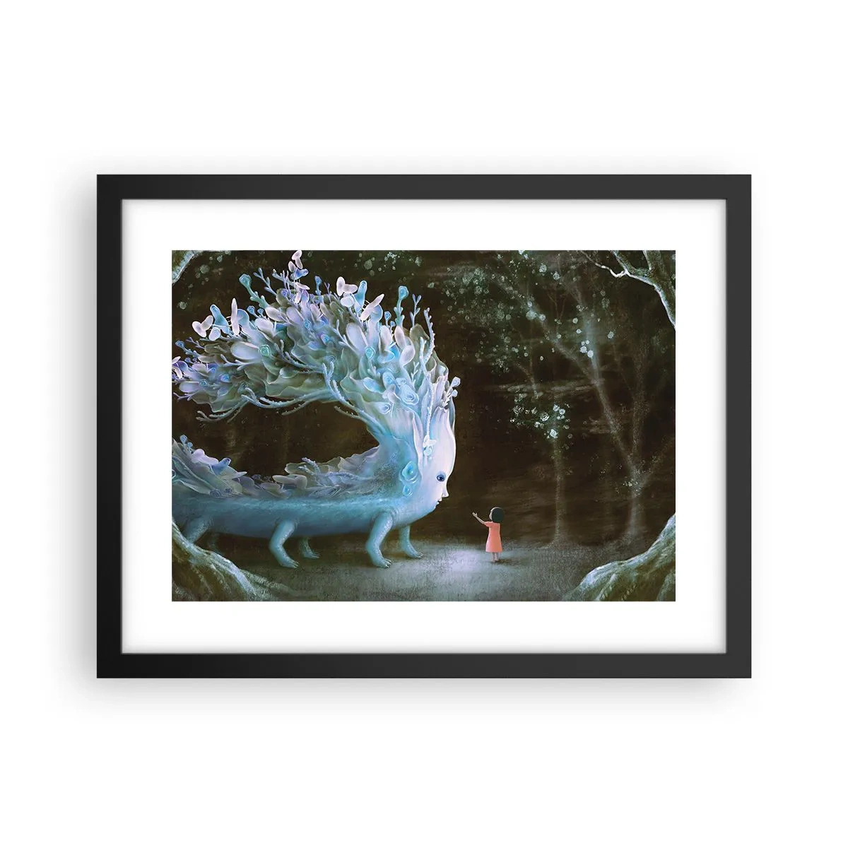 Pôster com moldura preta - Encontro fantástico - 40x30 cm