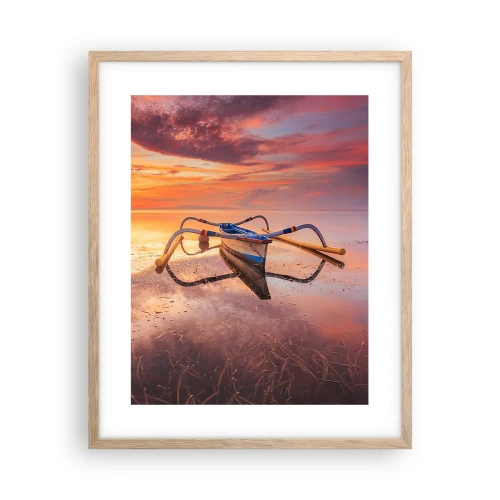 Pôster com moldura de carvalho claro - A calma de uma noite tropical - 40x50 cm