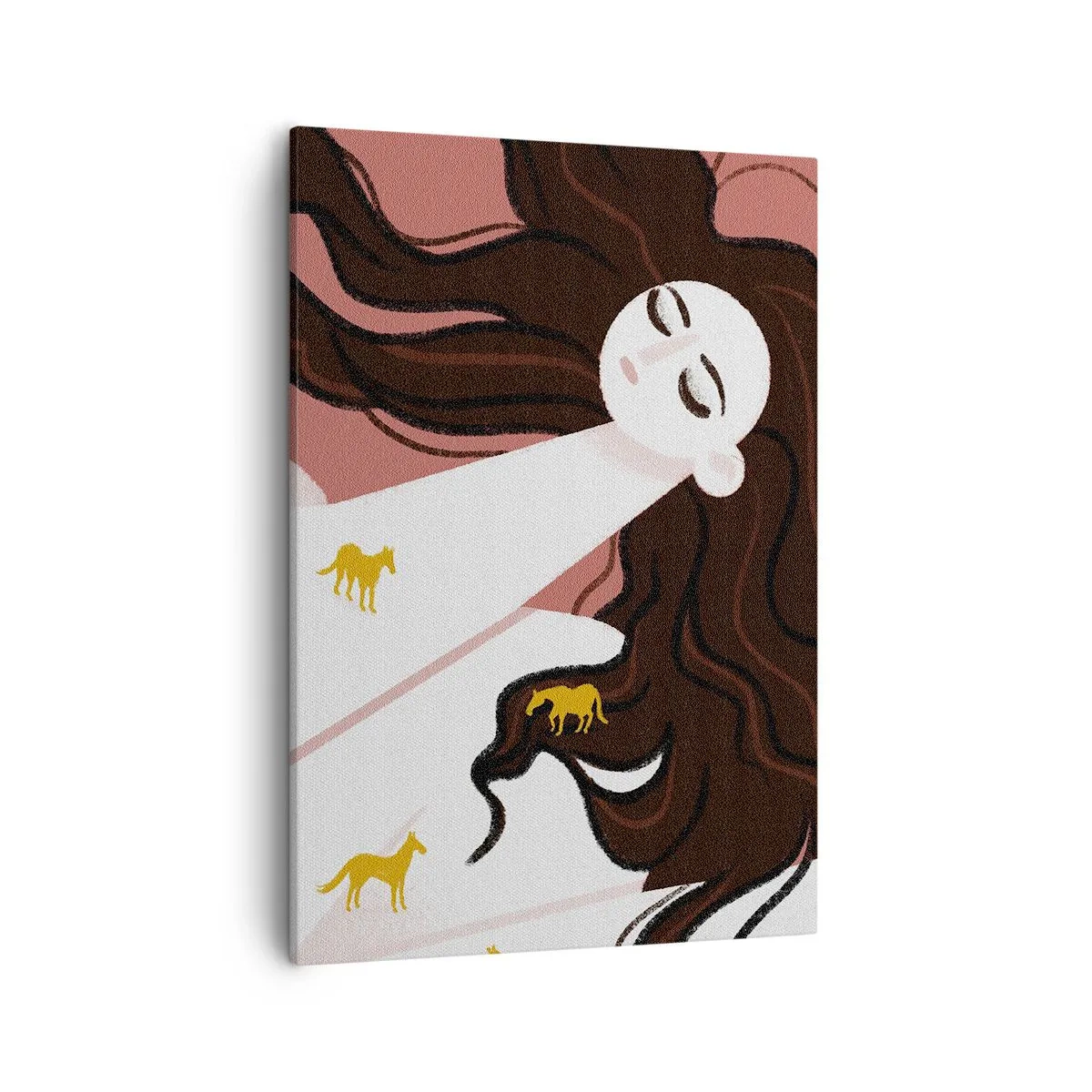 Quadro em tela - Sonho com um cavalo dourado - 50x70 cm