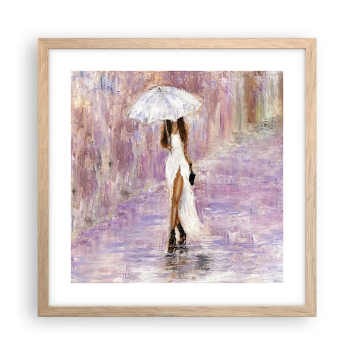 Pôster com moldura de carvalho claro - Na chuva lilás - 40x40 cm