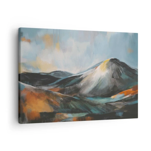 Quadro em tela - Paisagem montanhosa abstrata em tons quentes - 70x50cm - Cru e lindo - Decoração de parede moderna para a sala de estar e quarto ARTTOR