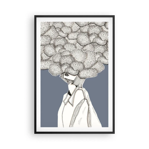 Pôster com moldura preta - Com a cabeça nas nuvens - 61x91 cm