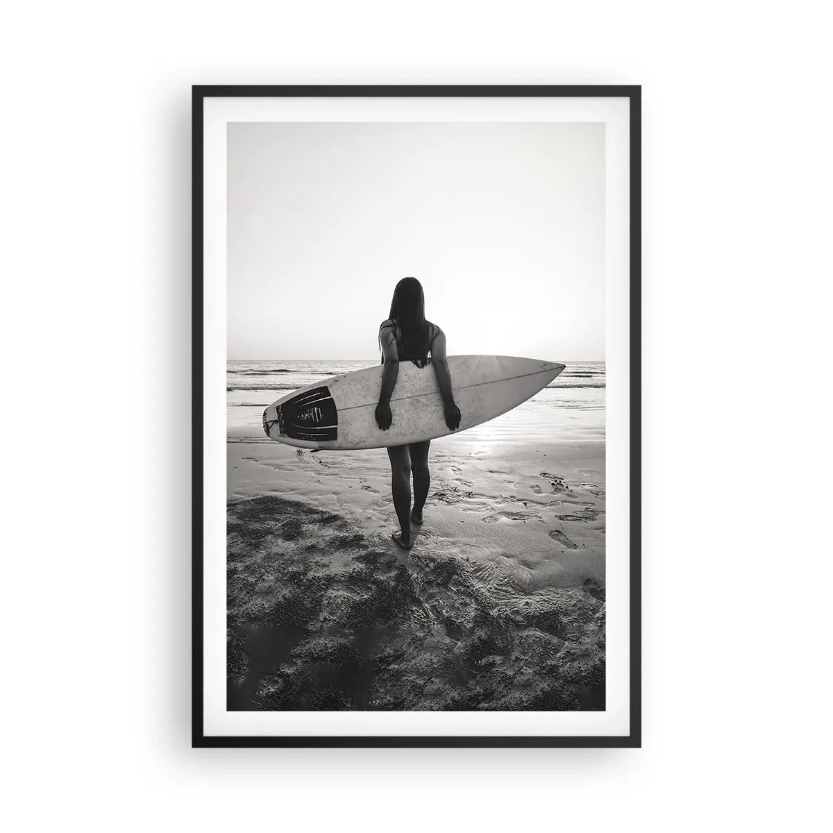 Pôster com moldura preta - Filha da onda do mar - 61x91 cm
