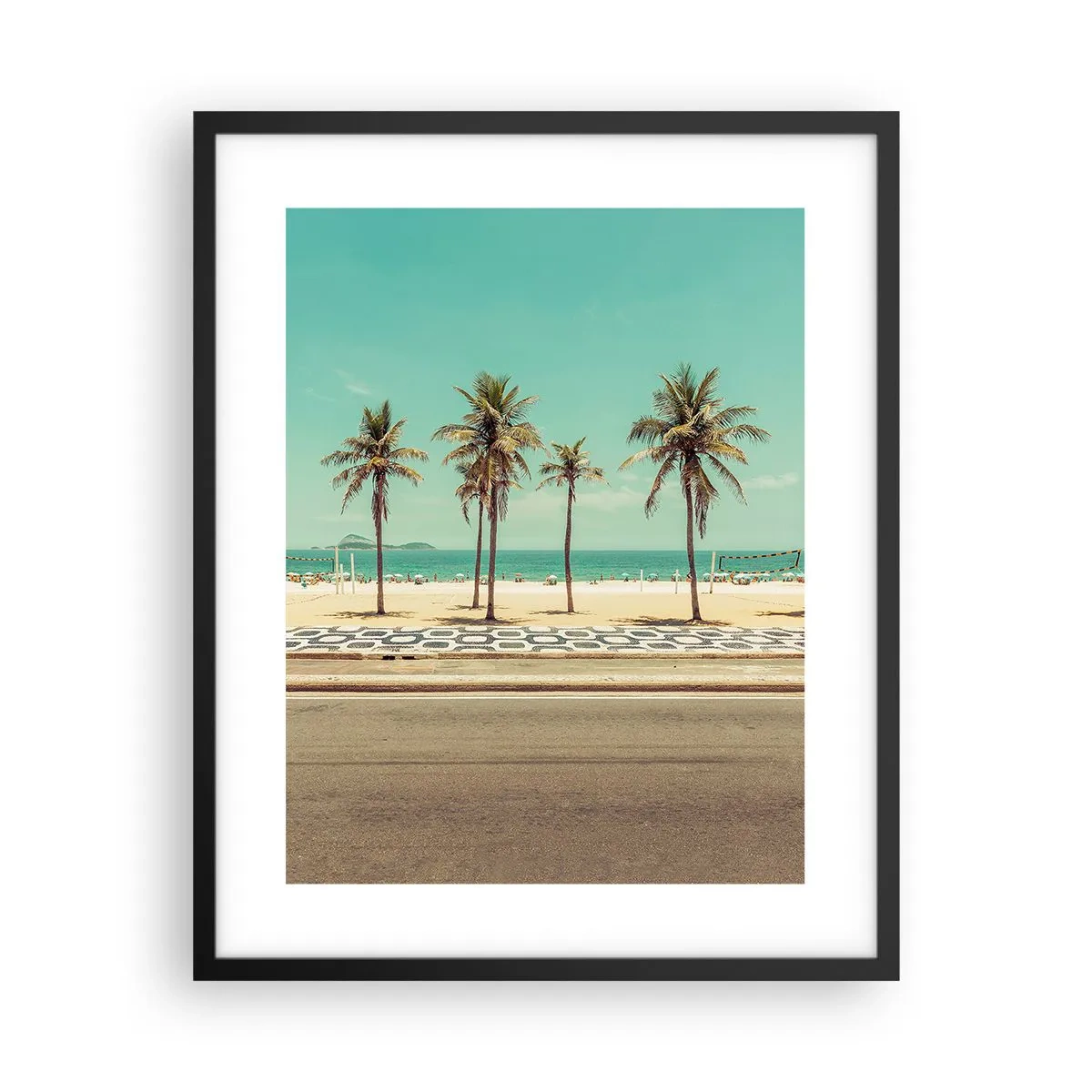 Pôster com moldura preta - Em guarda da praia - 40x50 cm