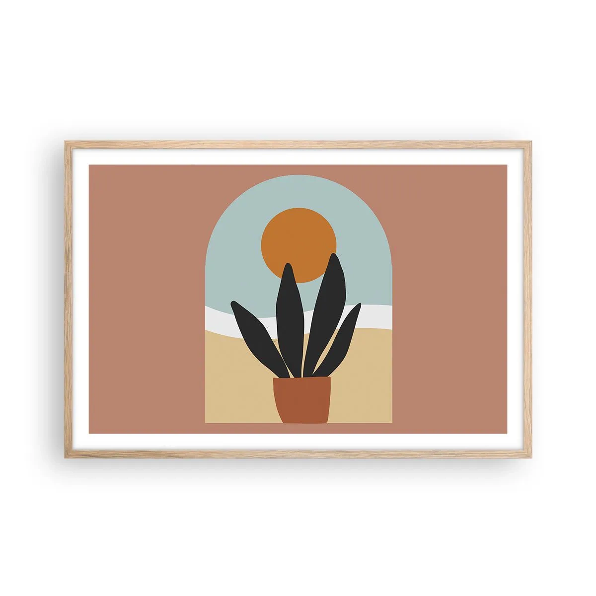 Pôster com moldura de carvalho claro - Pequenas alegrias - 91x61 cm