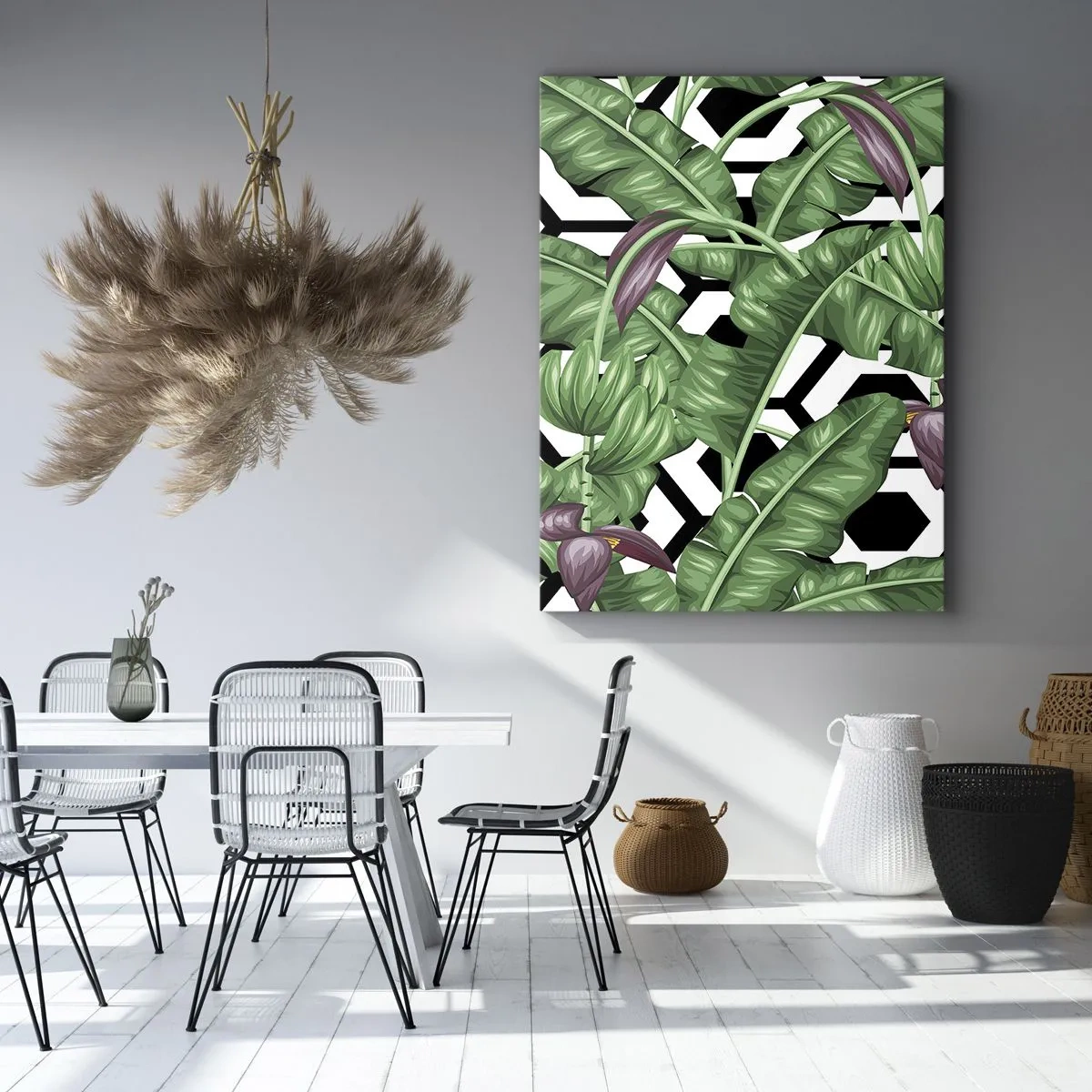 Quadro em tela - Composição simétrica por natureza - 55x100 cm