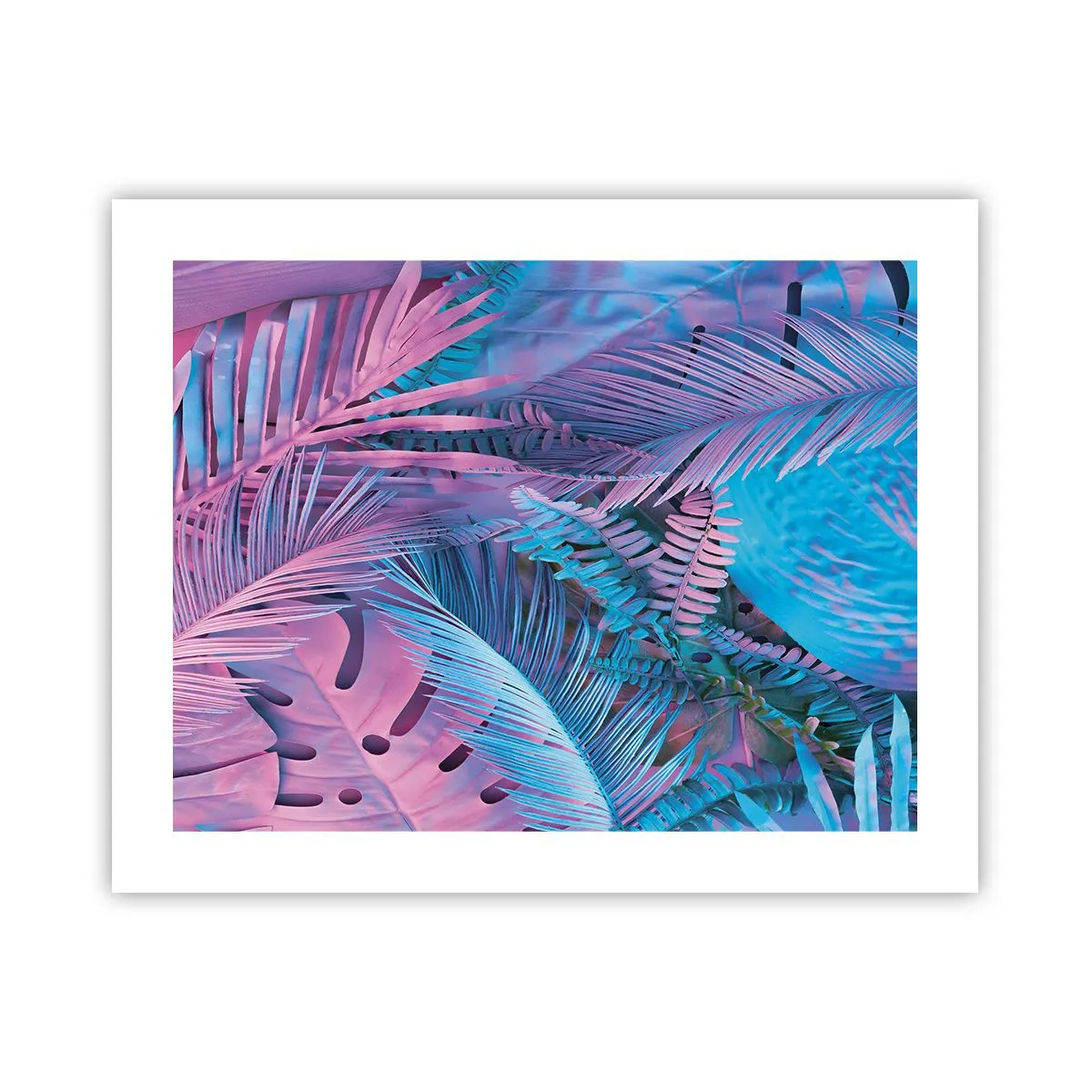 Pôster - Trópicos em rosa e azul - 50x40 cm