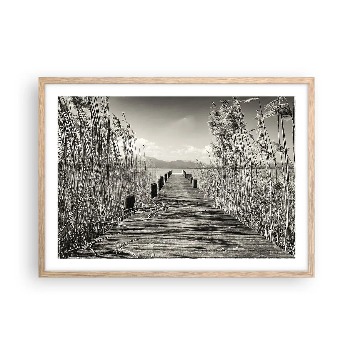 Pôster com moldura de carvalho claro - No silêncio da relva - 70x50 cm