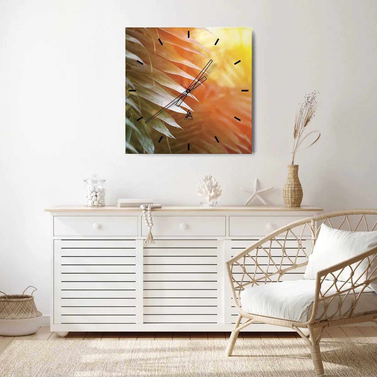 Relógio de parede - Relógio em vidro - Manhã na selva - 30x30 cm