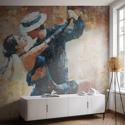 Papel de Parede Standard Eco - Um par de dançarinos em uma dança apaixonada e cheia de emoções - 100x70cm - A la Rudolf Valentino - Decoração de parede moderna para a sala de estar e quarto ARTTOR