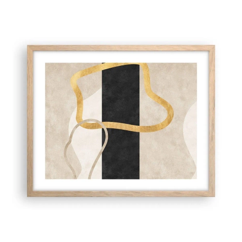 Pôster com moldura de carvalho claro - Formas em loop - 50x40 cm