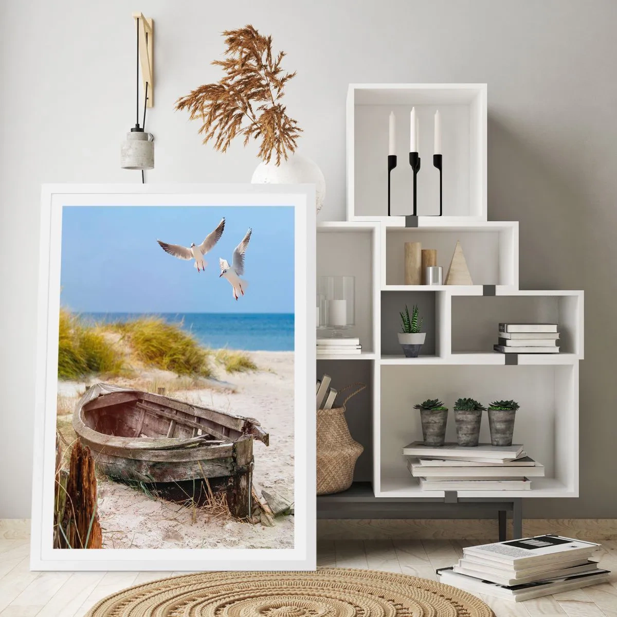 Pôster em moldura branca - Banhado pelo vento - 61x91 cm
