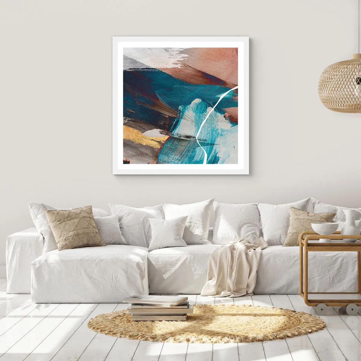 Pôster em moldura branca - Com elegância e energia - 40x40 cm