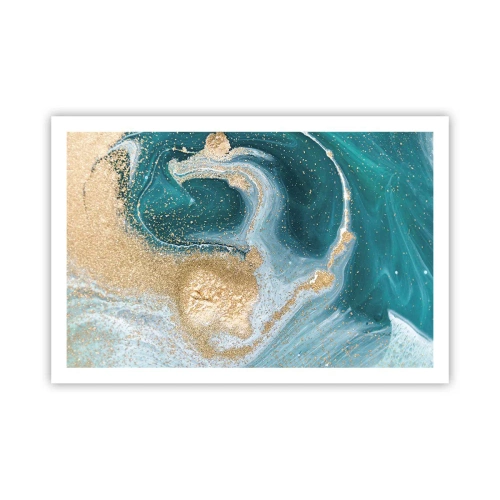 Pôster - Um vórtice de ouro e turquesa - 91x61 cm