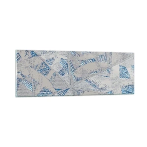 Quadro em vidro - Em um labirinto azul e cinza - 90x30 cm