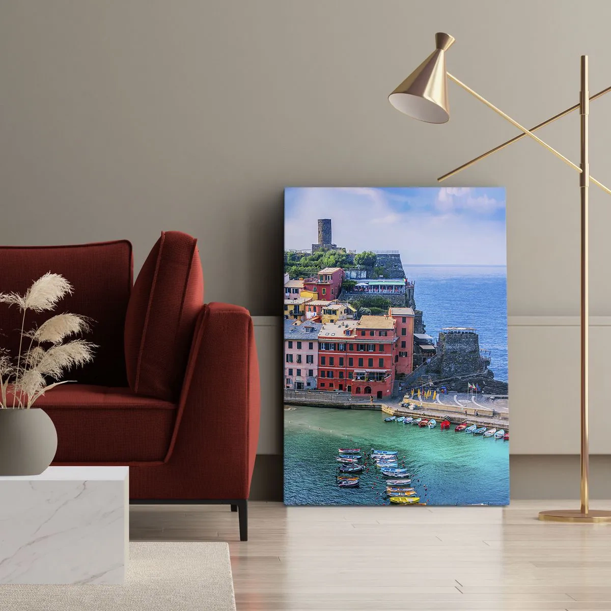 Quadro em tela - Cidade mágica mediterrânea - 55x100 cm
