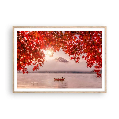 Pôster com moldura de carvalho claro - No clima japonês - 100x70 cm