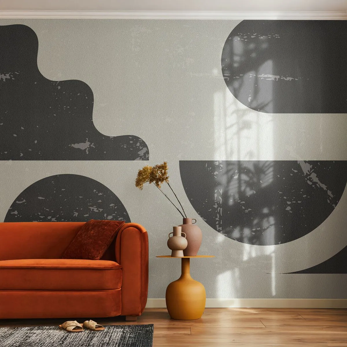 Papel de Parede Premium Canvas - Composição acima e abaixo - Abstração, Preto e branco, Idoso - 350x256 cm