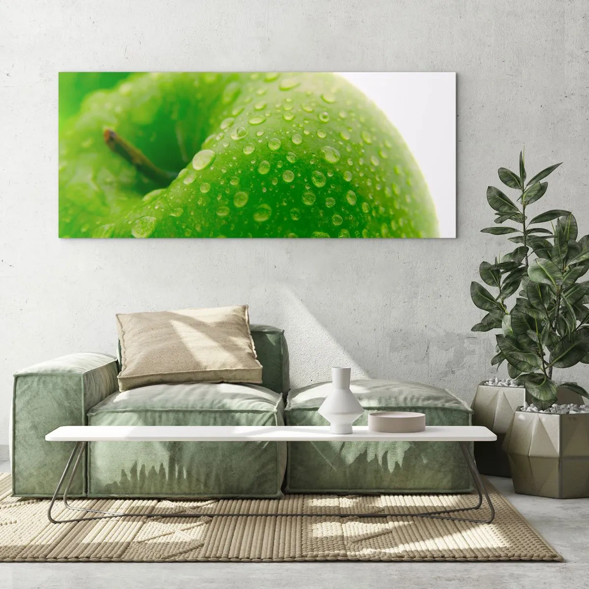Quadro em vidro - Frescor verde - 90x30 cm