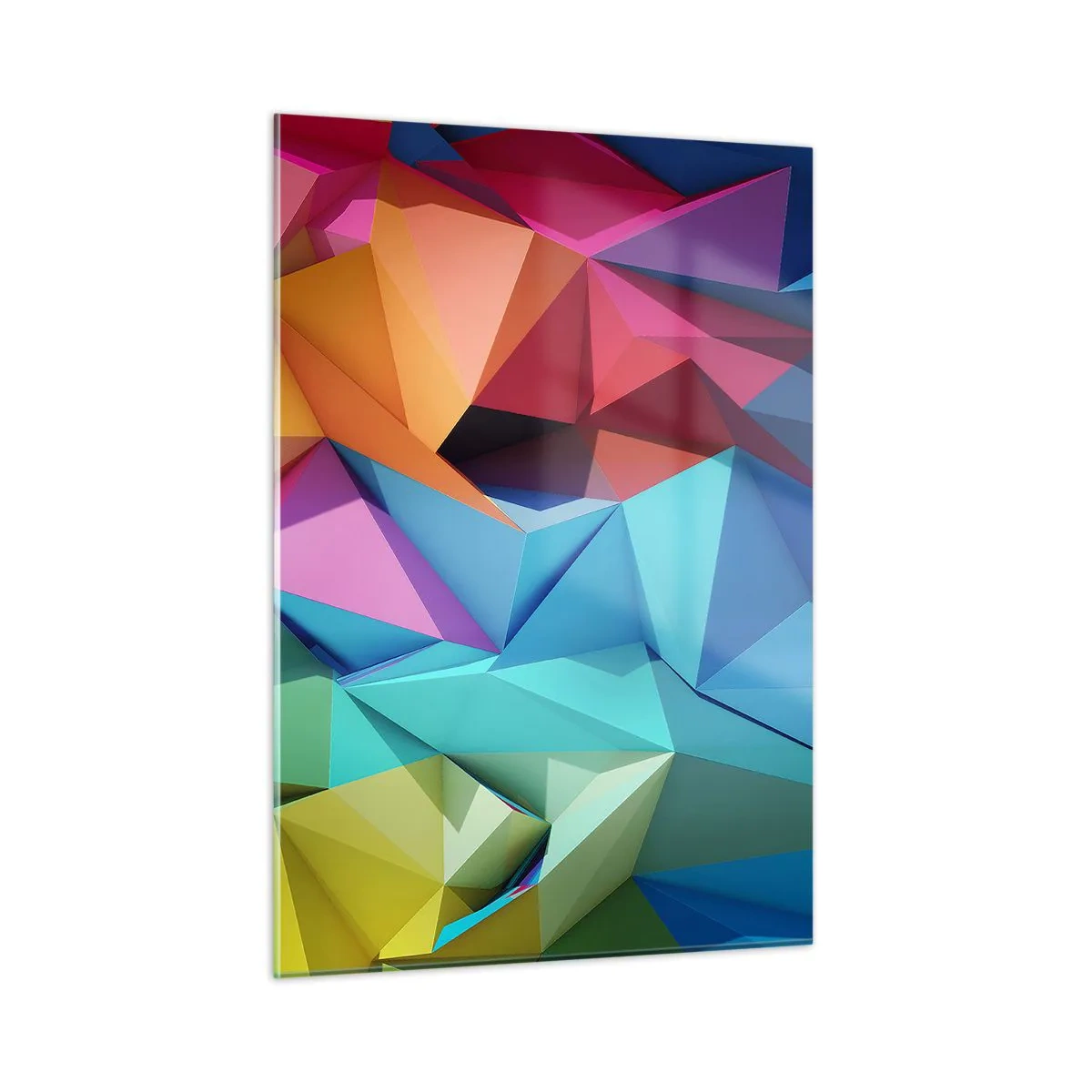 Quadro em vidro - Arco-íris de origami - 50x70 cm