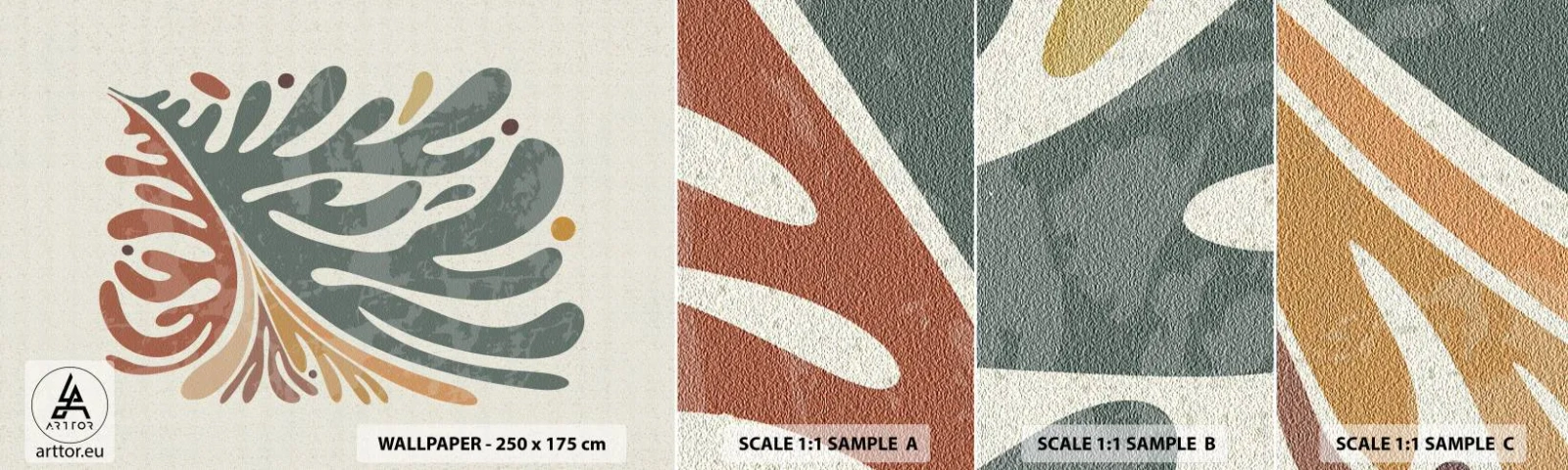 Amostra de papel de parede autocolante Deluxe Sticker - Folha multicolorida - Boho, Minimalismo, Pedaço - 100x30 cm