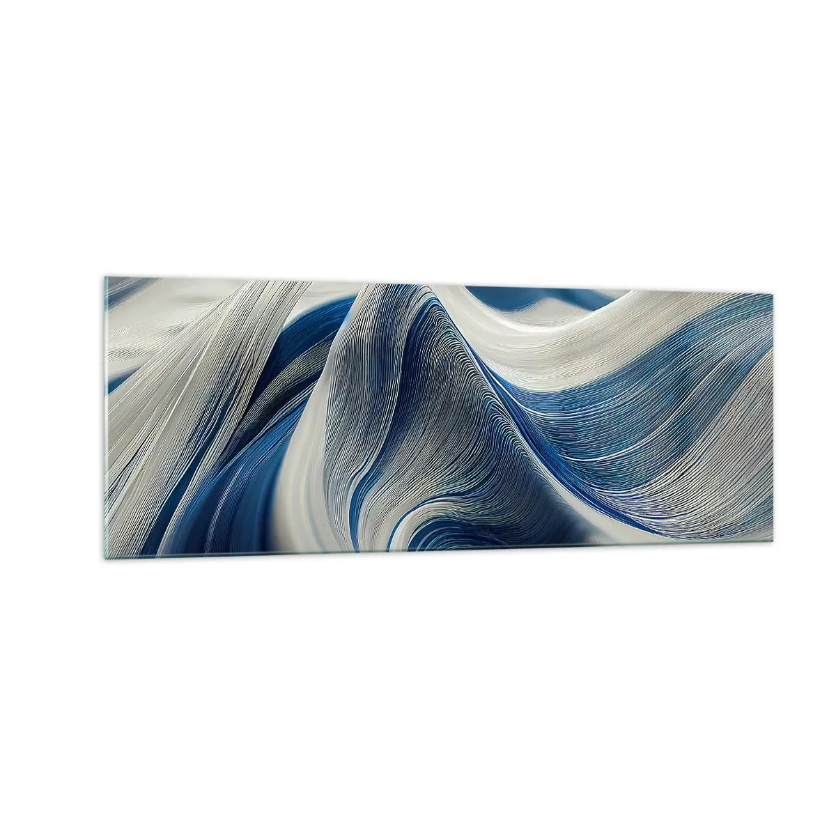 Quadro em vidro - A fluidez do azul e do branco - 140x50 cm