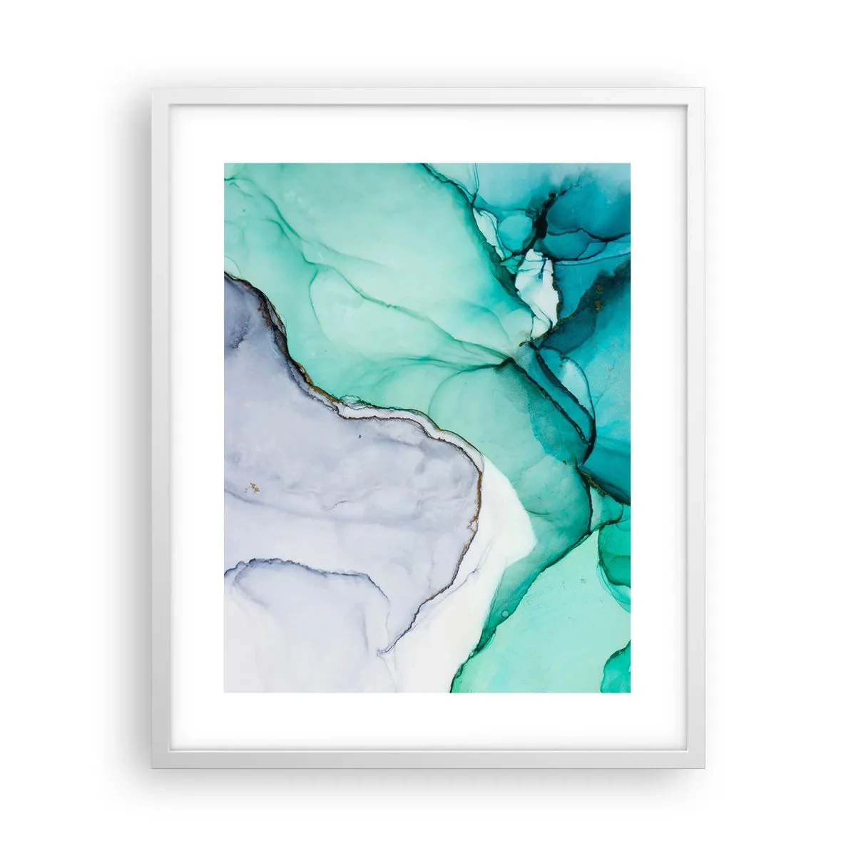 Pôster em moldura branca - Estudo em turquesa - 40x50 cm