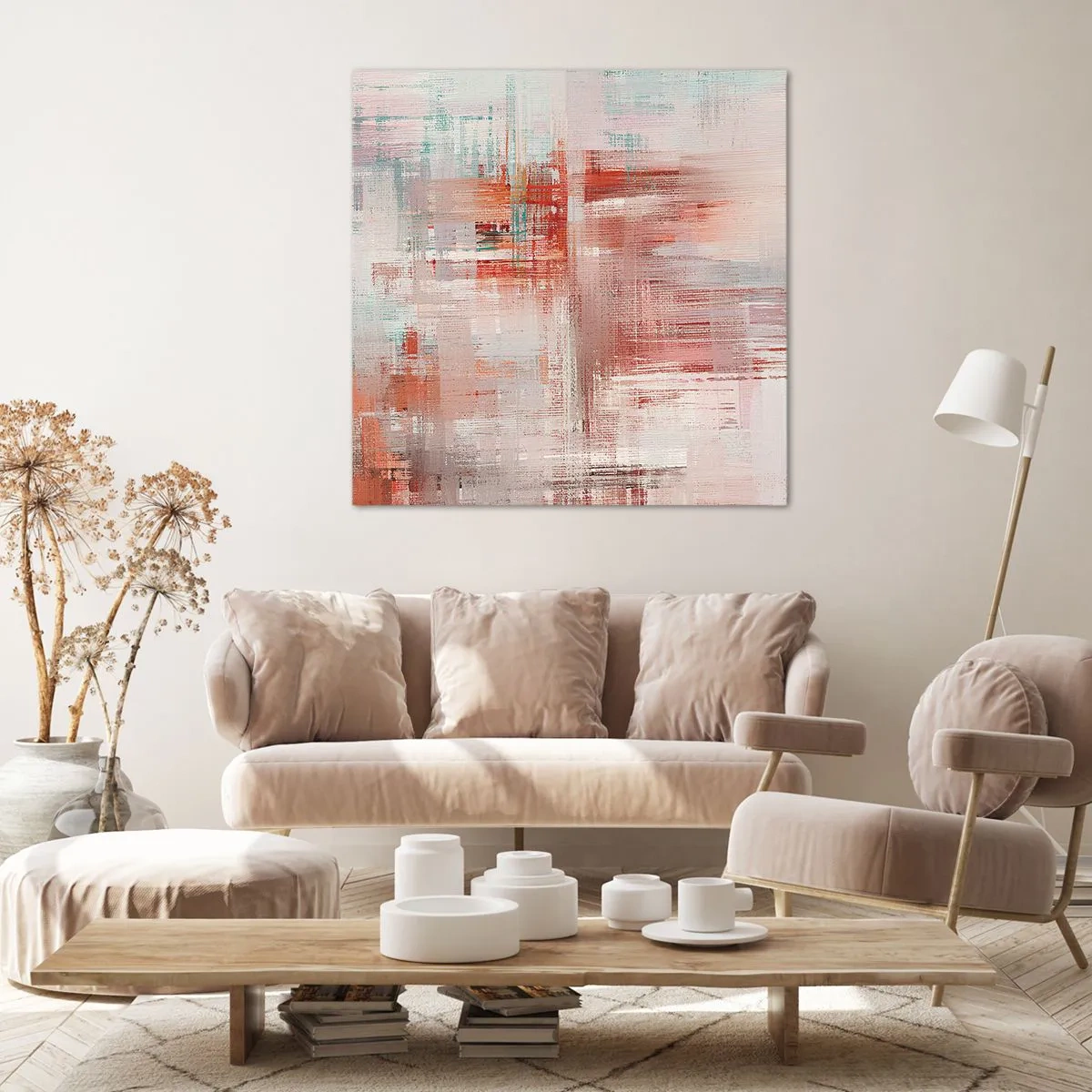 Quadro em tela - Nebuloso. Mas rosa - 60x60 cm