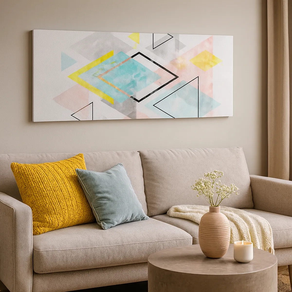 Quadro em tela - Jogo geométrico - 30x30 cm