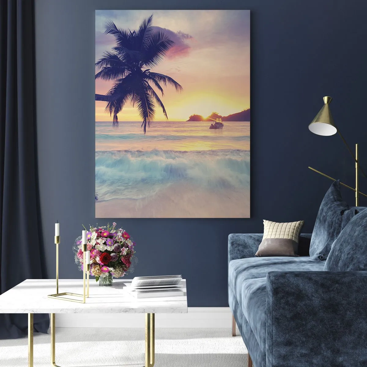 Quadro em vidro - Noite na baía - 50x70 cm