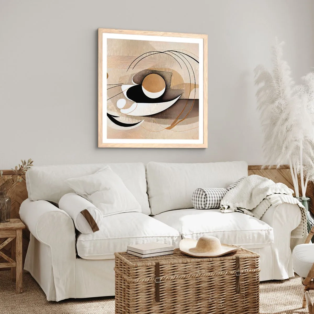 Pôster com moldura de carvalho claro - Composição: a essência da palavra - 40x40 cm