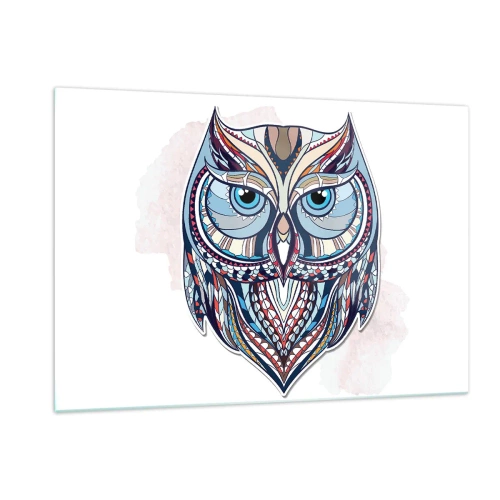 Quadro em vidro - Coruja ornamental requintada - 120x80 cm