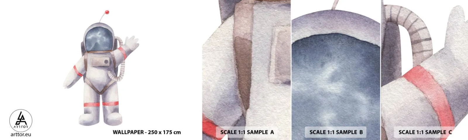 Amostra de papel de parede autocolante Deluxe Sticker - Por enquanto é isso! - Astronauta, Infantil, Minimalismo - 100x30 cm