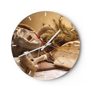 Relógio de parede - Relógio em vidro - Pão de cada dia - 40x40 cm