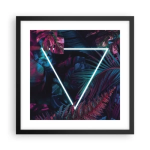Pôster com moldura preta - Jardim estilo discoteca - 40x40 cm
