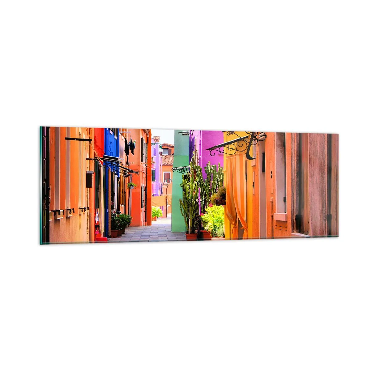 Quadro em vidro - Beco arco-íris - 90x30 cm
