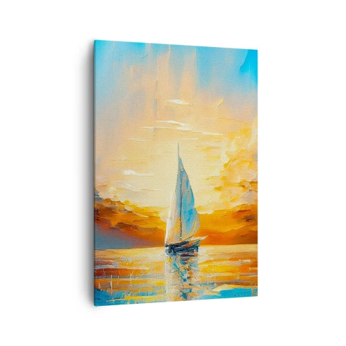 Quadro em tela - Balsa em ouro - 70x100 cm