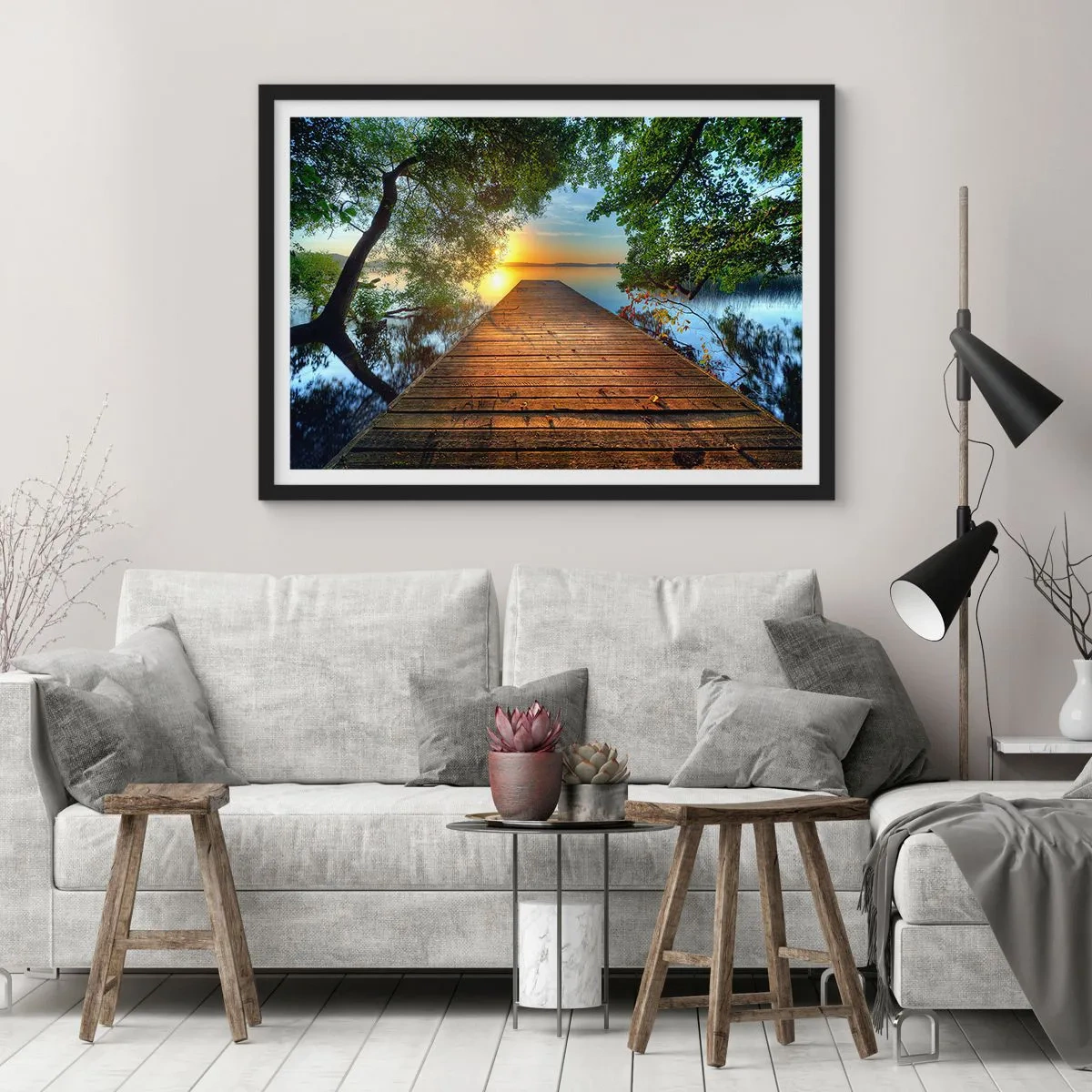 Pôster com moldura preta - Tome o seu tempo, sente-se - 100x70 cm