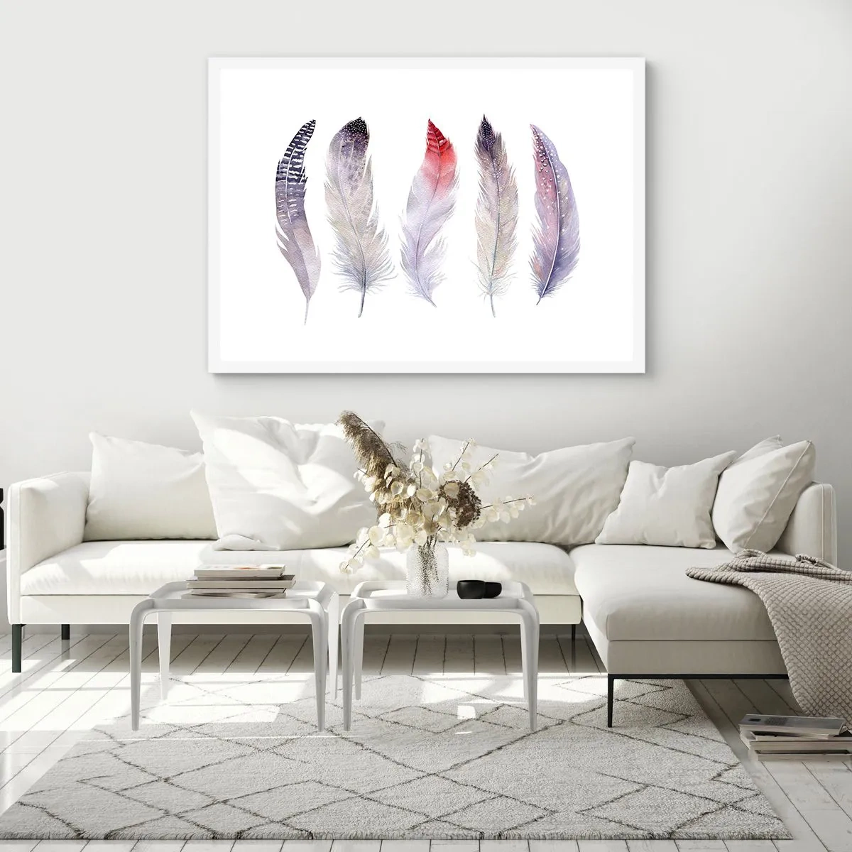 Pôster em moldura branca - Delicadas como uma névoa multicolorida - 100x70 cm