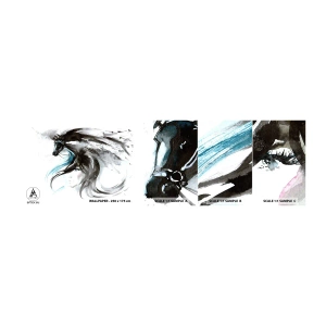Amostra de papel de parede autocolante Deluxe Sticker - O galope do Príncipe Negro - Animais, Cavalo, Gráficos - 100x30 cm