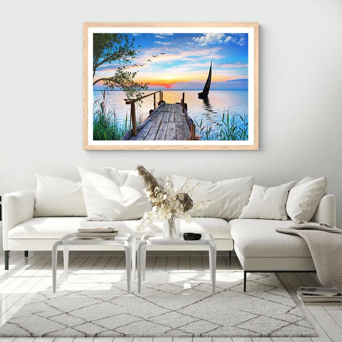 Pôster com moldura de carvalho claro - Boa noite - 70x50 cm